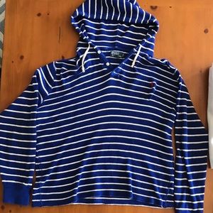 Polo Sweater / Sweatshirt Blue and White Stripped